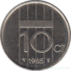 Монета. Нидерланды. 10 центов 1985 год.
