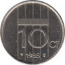 Монета. Нидерланды. 10 центов 1985 год. ав.