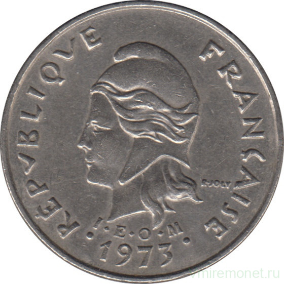 Монета. Французская Полинезия. 10 франков 1973 год.