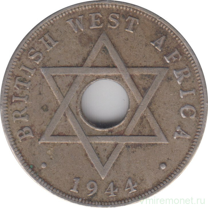 Монета. Британская Западная Африка. 1 пенни 1944 год.