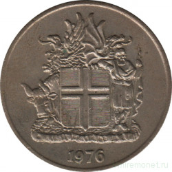 Монета. Исландия. 10 крон 1976 год.