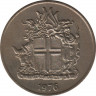 Монета. Исландия. 10 крона 1976 год. ав.