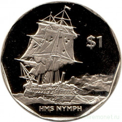 Монета. Британские Виргинские острова. 1 доллар 2022 год. Корабли - Нимф.