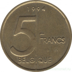 Монета. Бельгия. 5 франков 1994 год. BELGIQUE.