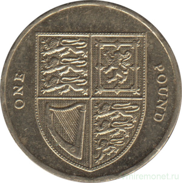 Монета. Великобритания. 1 фунт 2008 год. Новый тип.