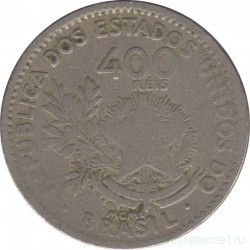 Монета. Бразилия. 400 рейсов 1901 год.