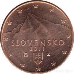 Монета. Словакия. 1 цент 2011 год.