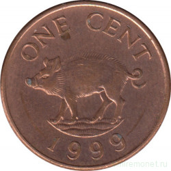 Монета. Бермудские острова. 1 цент 1999 год.