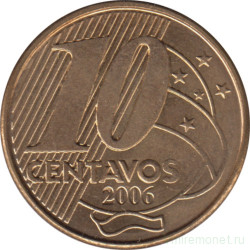 Монета. Бразилия. 10 сентаво 2006 год.