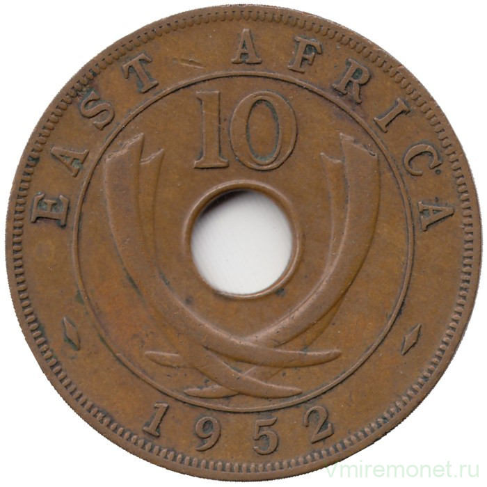 Монета. Британская Восточная Африка. 10 центов 1952 год. H.