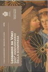 Монета. Сан-Марино. 2 евро 2019 год. 500 лет со дня смерти Леонардо да Винчи. (Буклет, коинкарта).