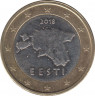 Монета. Эстония. 1 евро 2018 год. ав.
