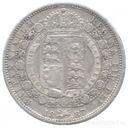 Монета. Великобритания. 1/2 кроны (2.5 шиллинга) 1887 год. Новый тип.