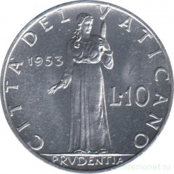 Монета. Ватикан. 10 лир 1953 год. Благоразумие.