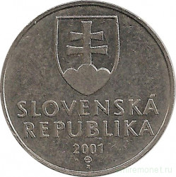 Монета. Словакия. 2 кроны 2001 год.