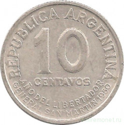 Монета. Аргентина. 10 сентаво 1950 год. Медно-никелевый сплав.