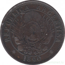Монета. Аргентина. 2 сентаво 1890 год.