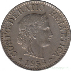 Монета. Швейцария. 10 раппенов 1953 год.