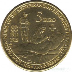 Монета. Мальта. 5 евро 2014 год. 100 лет с начала Первой мировой войны.