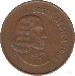 Монета. Южно-Африканская республика (ЮАР). 1 цент 1966 год. Аверс - "SOUTH AFRICA".