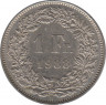  Монета. Швейцария. 1 франк 1988 год. ав.