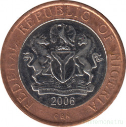 Монета. Нигерия. 2 найры 2006 год.