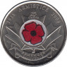 Монета. Канада. 25 центов 2008 год. 90 лет окончания Первой мировой войны. Цветная эмаль. ав.
