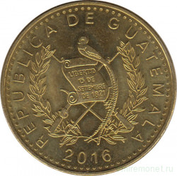 Монета. Гватемала. 1 кетцаль 2016 год.