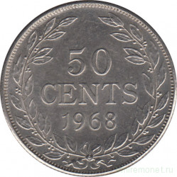 Монета. Либерия. 50 центов 1968 год.
