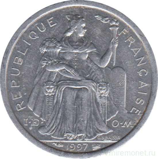 Монета. Новая Каледония. 1 франк 1997 год. 