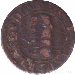Монета. Франция. 2 денье (двойной турнуа) 1637 год. Людовик XIII. B.