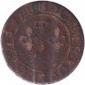 Монета. Франция. 2 денье (двойной турнуа) 1637 год. Людовик XIII. B.