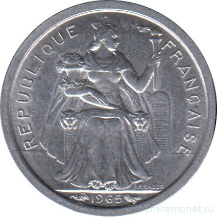Монета. Французская Полинезия. 50 сантимов 1965 год.