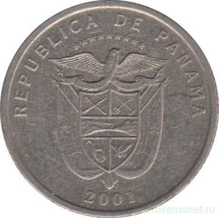 Монета. Панама. 1/10 бальбоа 2001 год.