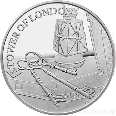 Монета. Великобритания. 5 фунтов 2019 год. Лондонский Тауэр - церемония вручения ключей. В буклете.