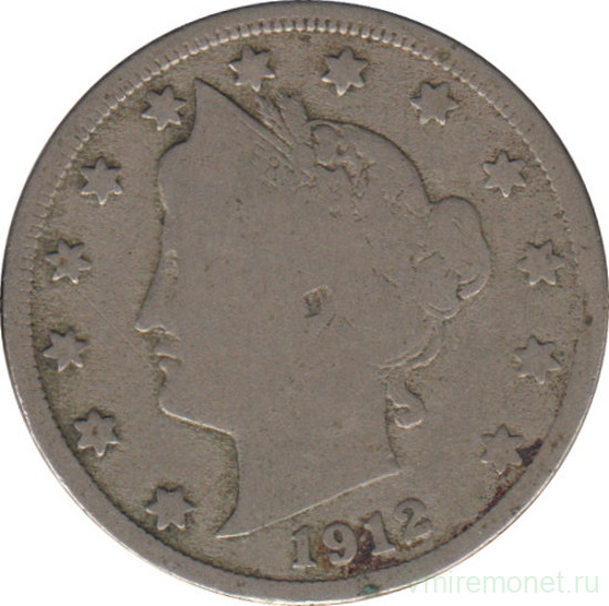 Монета. США. 5 центов 1912 год. Монетный двор D.