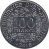 Монета. Западноафриканский экономический и валютный союз (ВСЕАО). 100 франков 2018 год. ав.