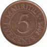 Монета. Маврикий. 5 центов 2005 год. ав.