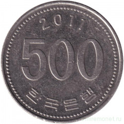 Монета. Южная Корея. 500 вон 2011 год.