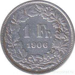 Монета. Швейцария. 1 франк 1906 год.