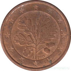 Монета. Германия. 1 цент 2011 год. (J).