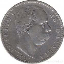 Монета. Италия. 2 лиры 1897 год.