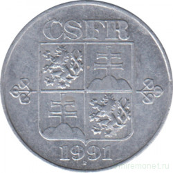 Монета. Чехословакия. 10 геллеров 1991 год.
