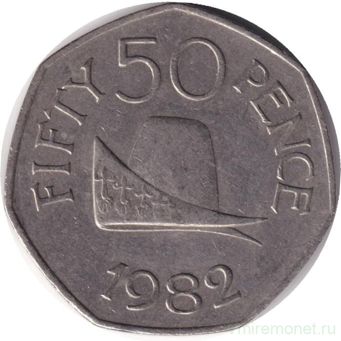 Монета. Гернси. 50 пенсов 1982 год. 