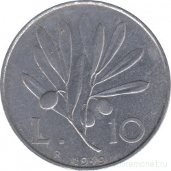 Монета. Италия. 10 лир 1949 год.