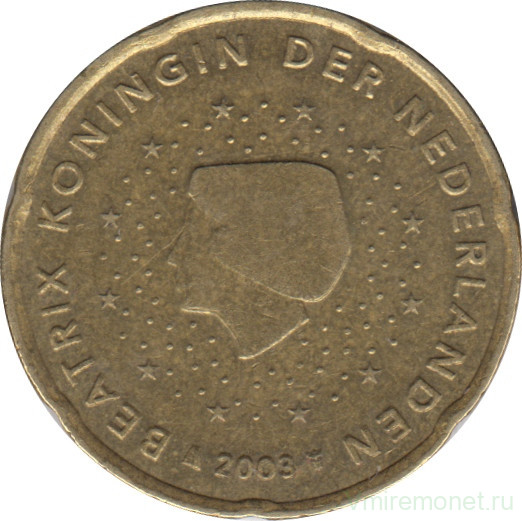 Монета. Нидерланды. 20 центов 2003 год.