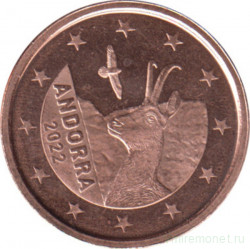 Монета. Андорра. 1 цент 2022 год.