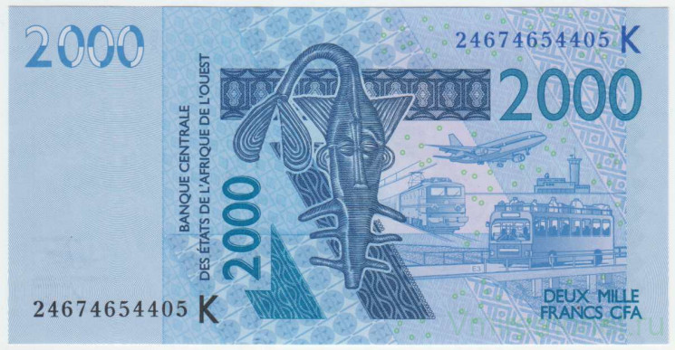 Банкнота. Западноафриканский экономический и валютный союз (ВСЕАО). Сенегал. 2000 франков 2003 (2024) год. (K). Тип 716K.
