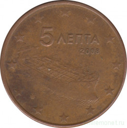 Монета. Греция. 5 центов 2008 год.