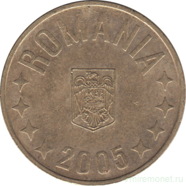 Монета. Румыния. 50 бань 2005 год.